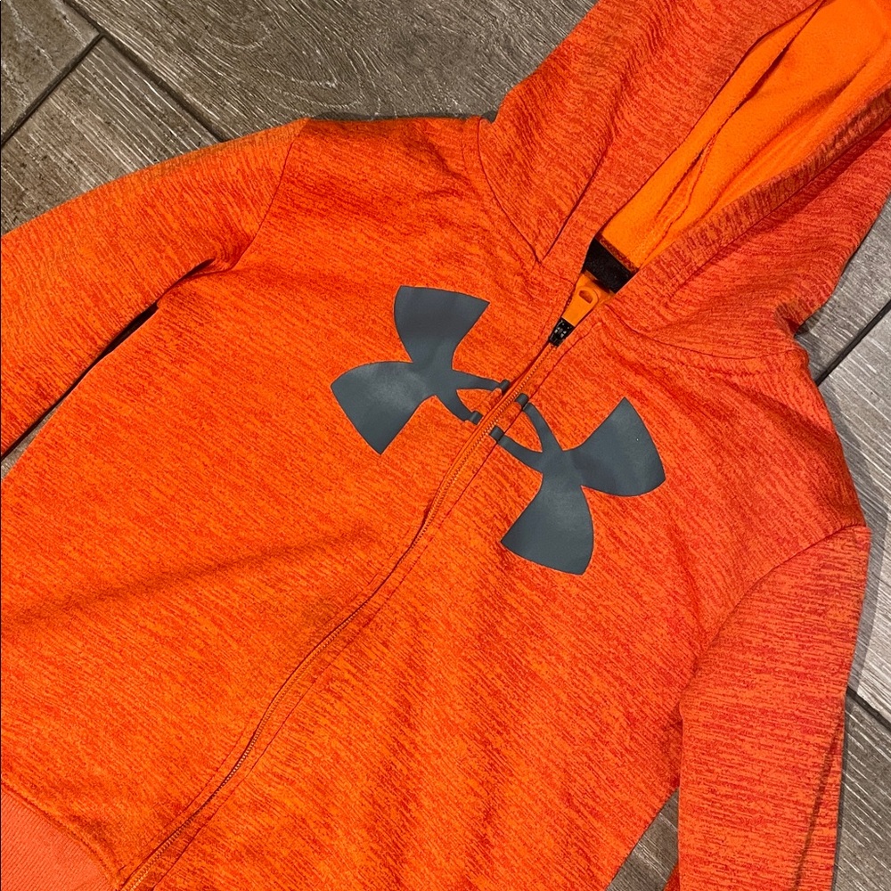 Under Armour Kids Orange Zip-Up Hoodie (B) - Picture 2 of 3